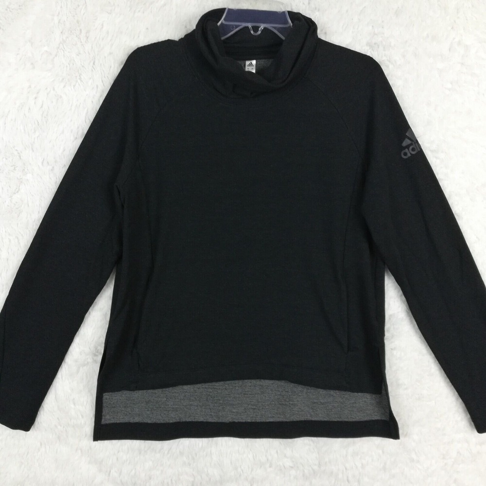 Adidas Womens Sweatshirt Designed2Train Black Climalite Turtleneck Athleisure L